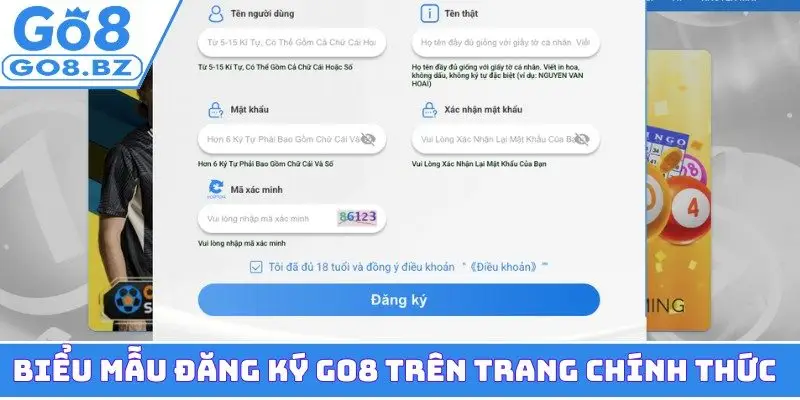 Biểu mẫu đăng ký GO8 trên trang chính thức